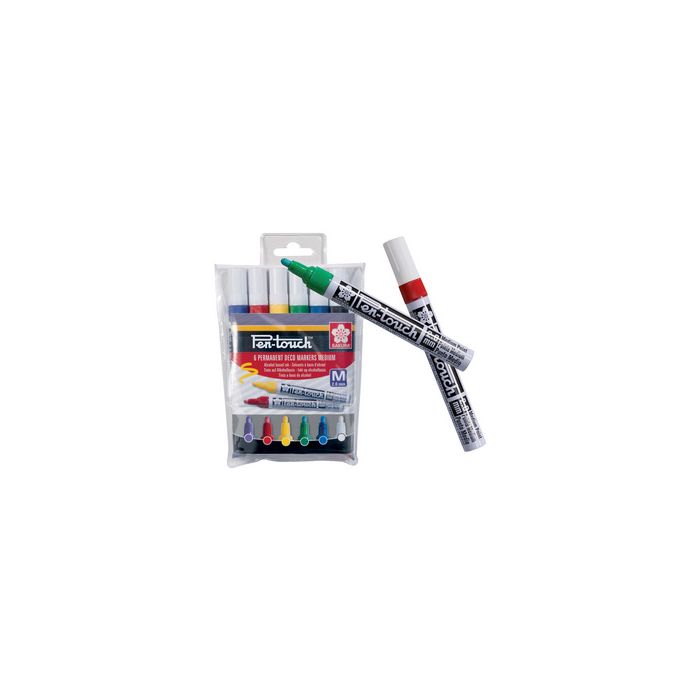 SAKURA Marqueur permanent Pen-Touch Moyen, étui de 6