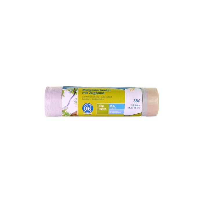 Secolan Sac poubelle à liens coulissants, 35 litres, blanc