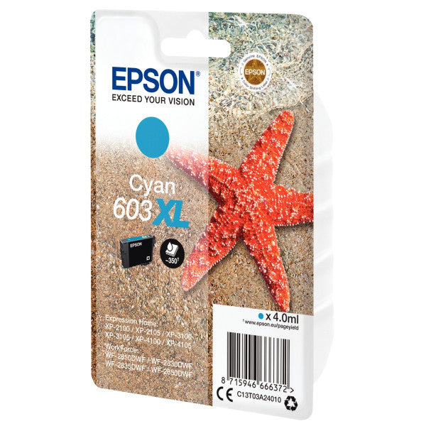 Cartouche d'encre de Marque Epson T03A24 Cyan (603XL) (4ml - 350 pages) (Série étoile de mer)