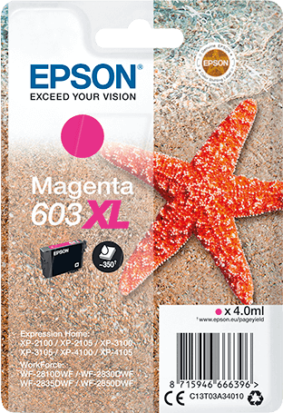 Cartouche d'encre de Marque Epson T03A34 Magenta (603XL) (4ml - 350 pages) (Série étoile de mer)