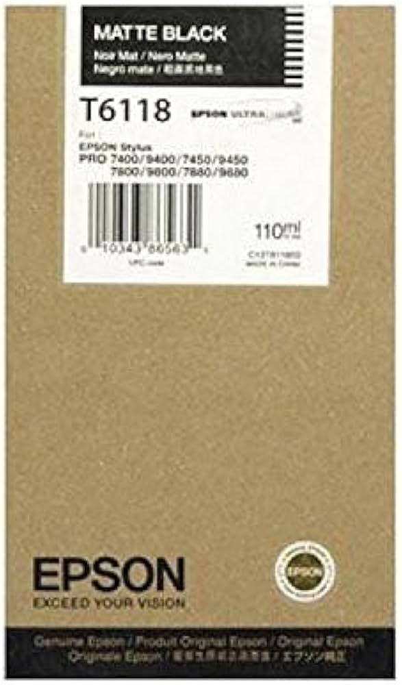 Cartouche de Marque Epson T6118 PHOTO Noir mat (220ml)