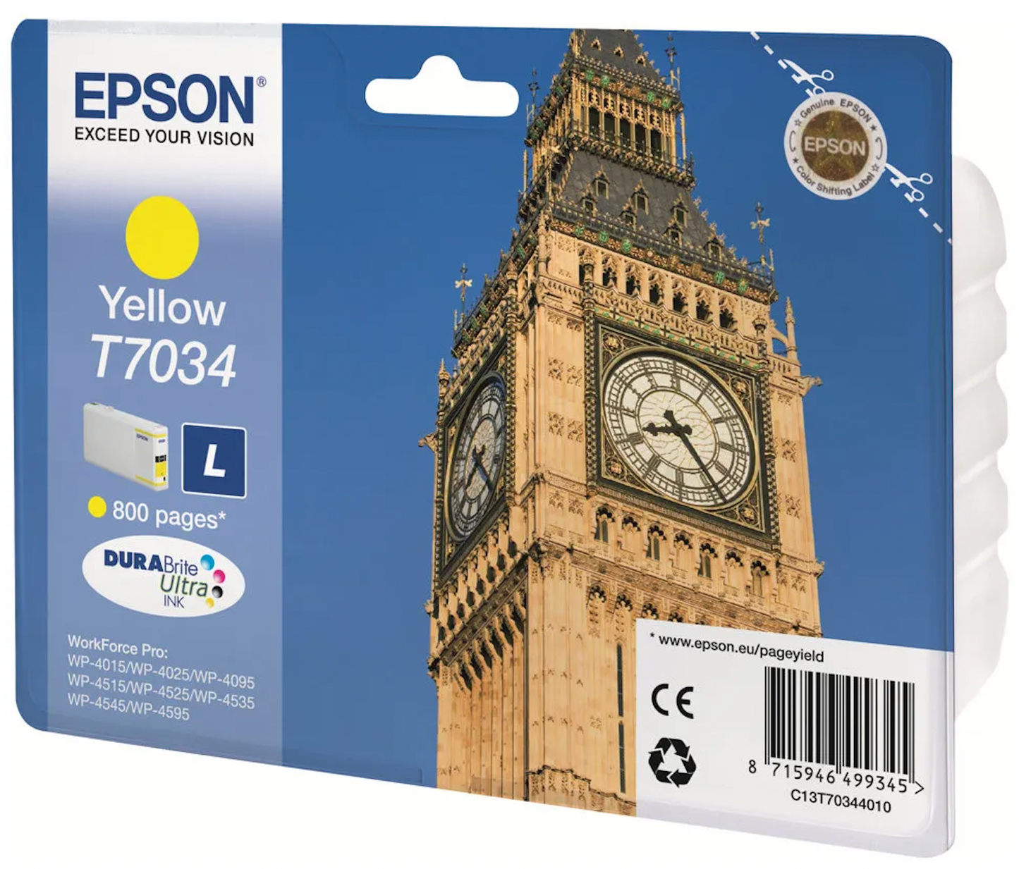 Cartouche d'encre de Marque Epson T7034 Yellow L Big Ben (800 pages)