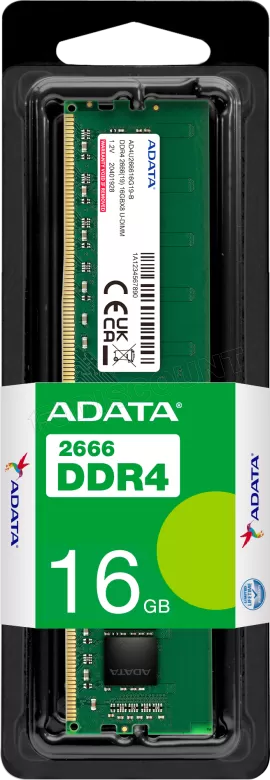 Barrette mémoire 16Go DIMM DDR4 Adata Premier 2666Mhz (Vert)
