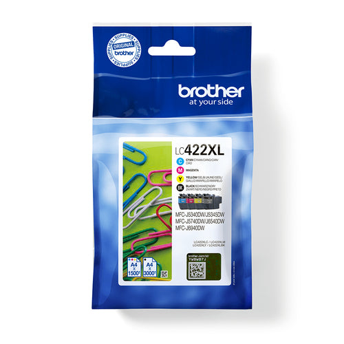 Cartouches compatibles premiums Brother LC422XLVAL - multipack 4 couleurs : noire, cyan, magenta, jaune
