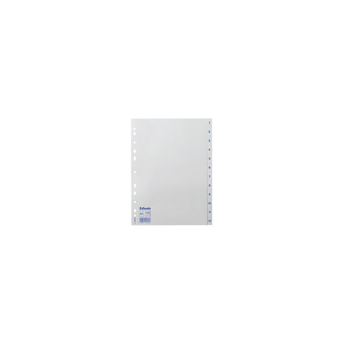 esselte Intercalaires en plastique, chiffres, A4, 1-12 x10