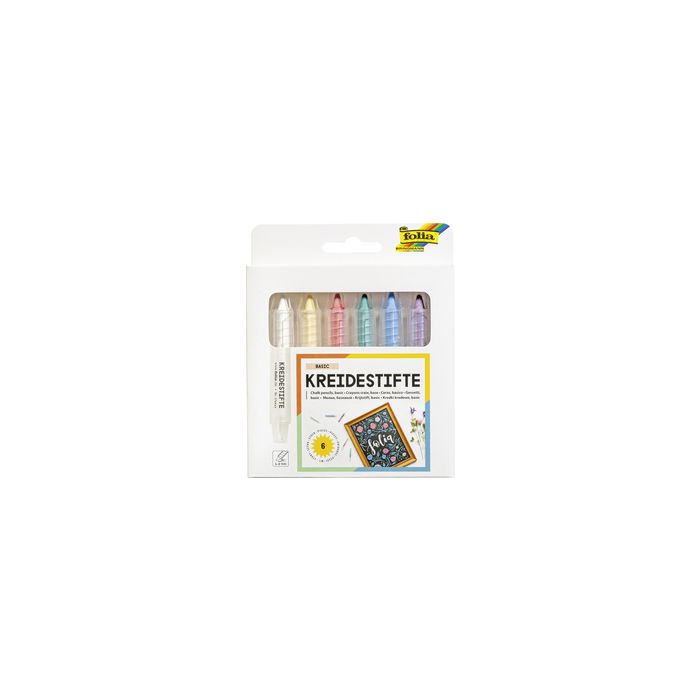 folia Set de crayons craie, assorti, étui de 6