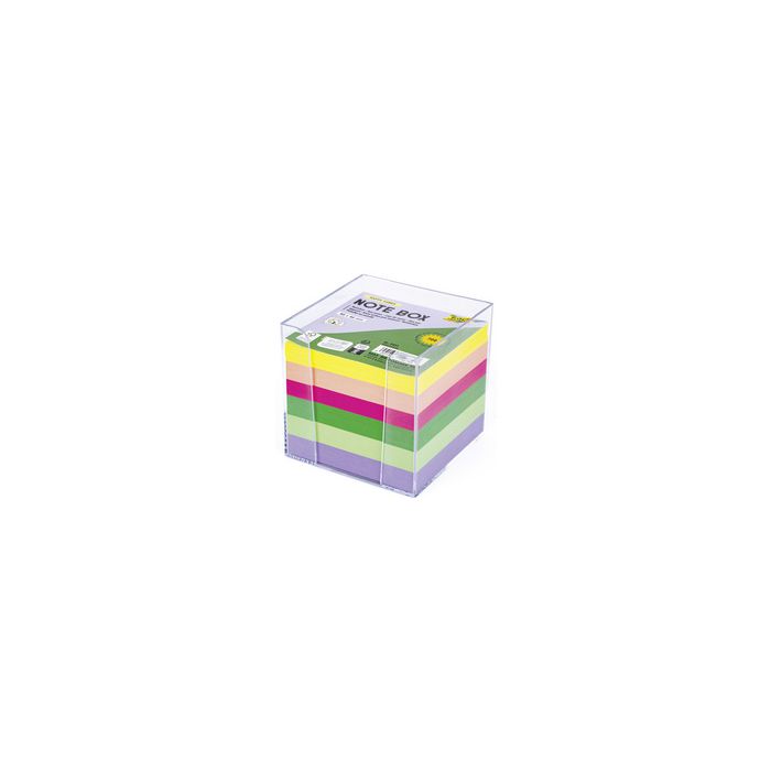 folia Bloc cube avec boîtier, 90 x 90 mm,transparent/couleur