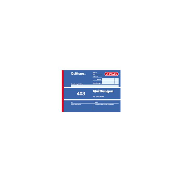 herlitz Formularbuch "Quittung 403", DIN A6, 2 x 50 Blatt