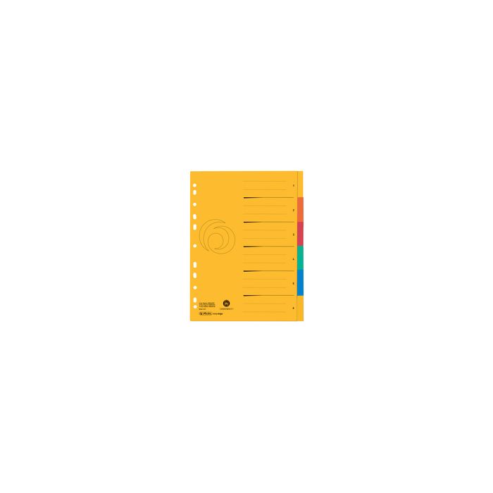 herlitz Intercalaire carton, A4 extra large, 6 touches, uni