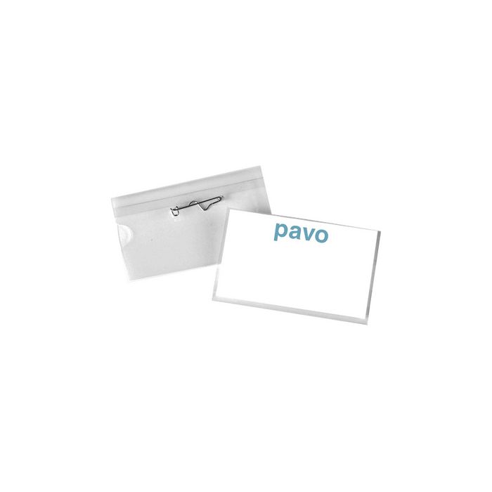 pavo Porte-badge, avec aiguille, 40 x 75 mm, transparent