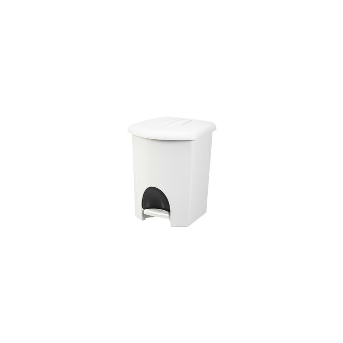 plast team Poubelle à pédale, 16 litres, blanc