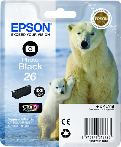 Cartouche d'origine Epson C13T26114010 / 26 - noire