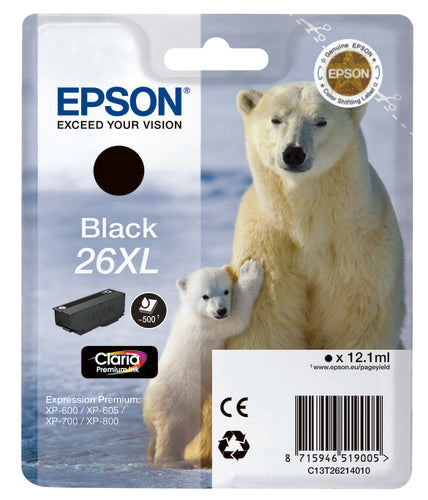 Cartouche compatible premium Epson C13T26214010 / 26XL - noire