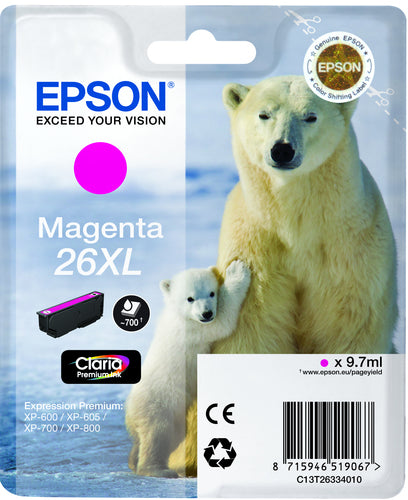 Cartouche d'origine Epson C13T26334010 / 26XL - magenta