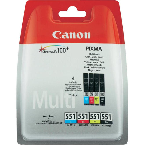 Cartouches compatibles premiums Canon 6509B008 / CLI-551 - multipack 4 couleurs : noire, cyan, magenta, jaune