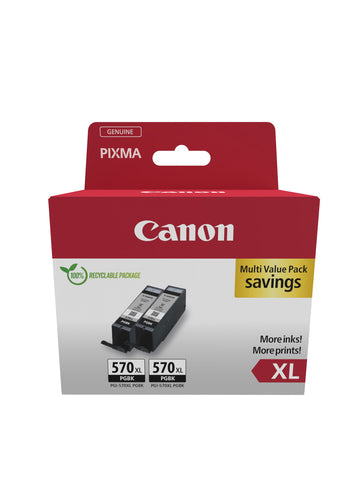 Cartouche d'origine Canon 0318C010 / PGI-570 PGBKXL - noire - pack de 2
