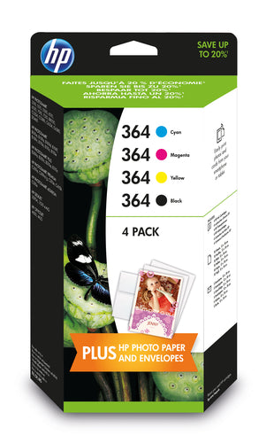 Cartouches compatibles premiums HP J3M82AE / 364 - multipack 4 couleurs : noire, cyan, magenta, jaune