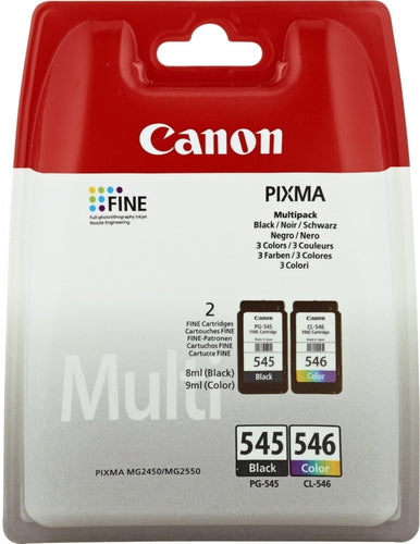 MultiPack Pack de 2 Cartouches Jet d'encre Compatible Canon PG-545XL / CL-546XL Noir, Couleurs (Cyan, Magenta, Jaune) 700pages