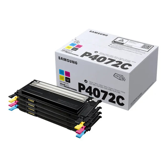 Pack de 4 Cartouches de Toner Laser de Marque Samsung CLT-P4072C/ELS (Noir/Cyan/Magenta/Jaune) (1500+3x1000 pages)