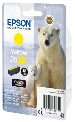Cartouche d'origine Epson C13T26344022 / 26XL - jaune