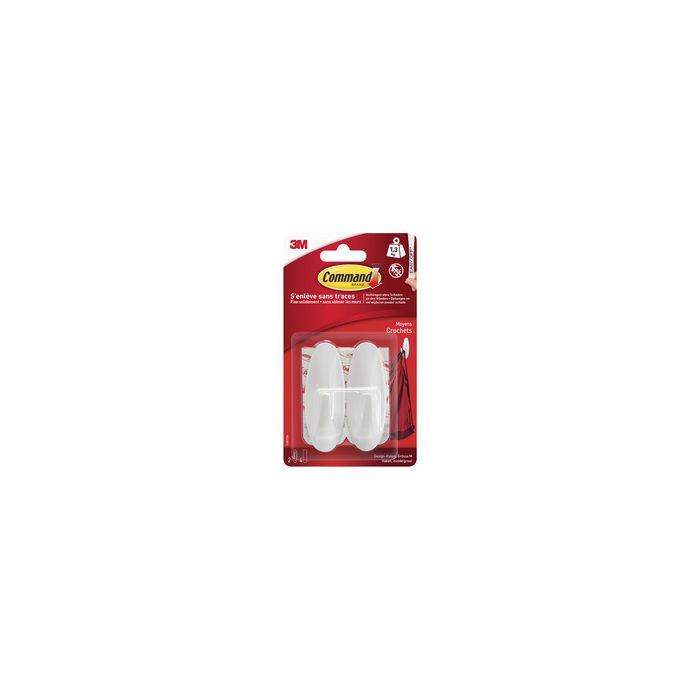 3M Command Crochet design, plastique, taille: S, blanc