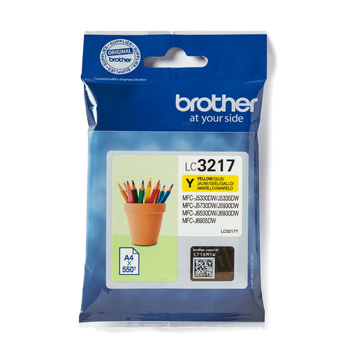 Cartouche d'encre de marque Brother LC3217Y Jaune (550 pages) pour imprimante Brother MFC J5335DW