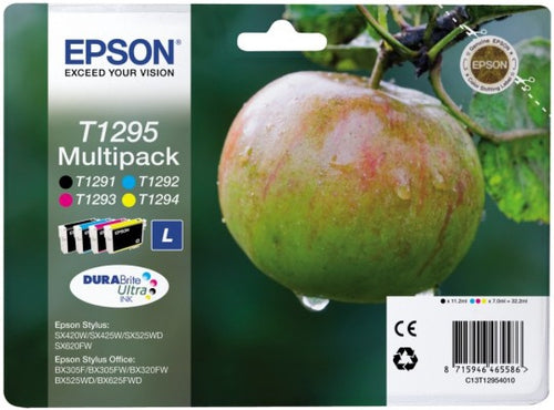 Cartouches compatibles premiums Epson C13T12954010 / T1295 - multipack 4 couleurs : noire, cyan, magenta, jaune