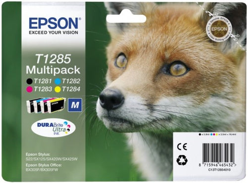 Cartouches compatibles premiums Epson C13T12854010 / T1285 - multipack 4 couleurs : noire, cyan, magenta, jaune