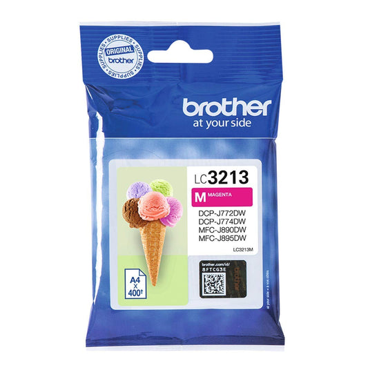 Cartouche d'encre de marque Brother LC3213M Magenta (400 pages) pour imprimante Brother MFC J895