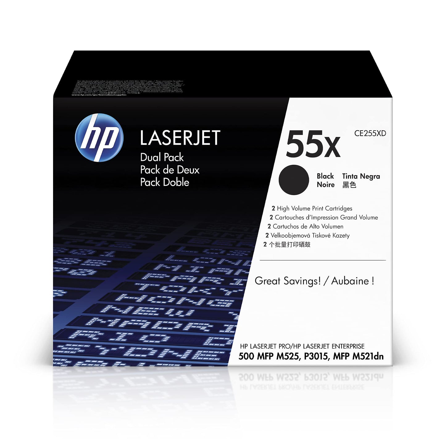 Lot de 2 Cartouches Laser de Marque HP CE255XD Noir 12500 pages Haute Capacité