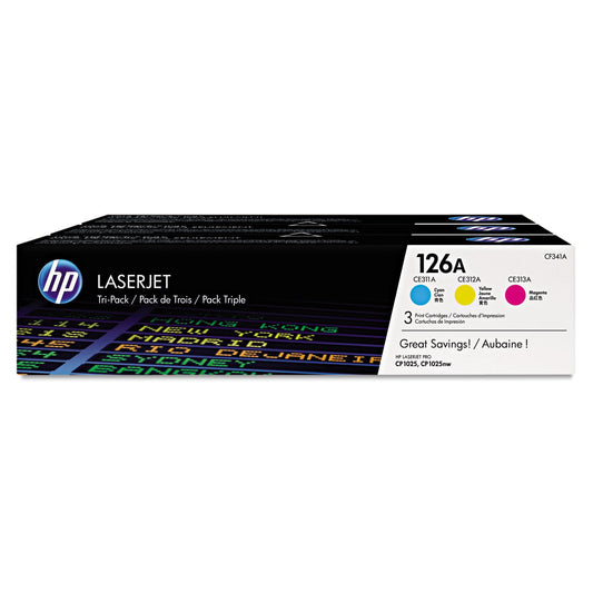 Value Pack 3 Cartouches de Cartouche Laser de Marque HP CF341A 1 Cyan + 1 Magenta + 1 Jaune (3 x 1 000 pages) (CE311A/CE312A/CE313A) pour imprimante HP COLOR LASERJET CP1025