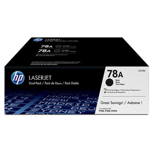 Pack de 2 Cartouches Laser de Marque HP CE278AD Noir Capacité (2100pages x 2)