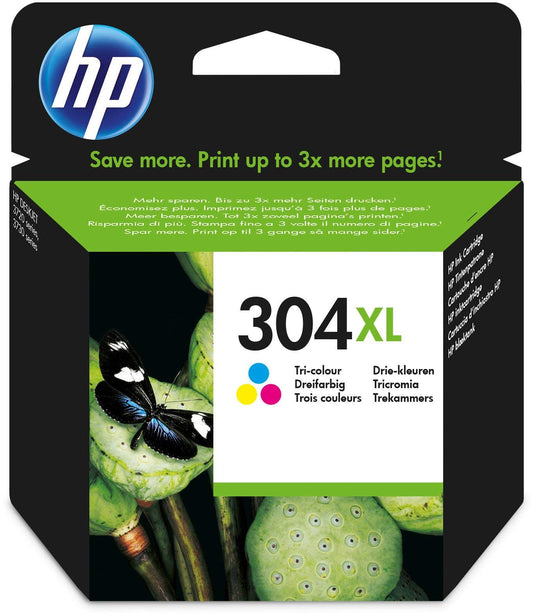 Cartouche Jet d'encre de Marque HP304XL N9K07AE 3 Couleurs (Cyan, Magenta, Jaune) (7ml 300 pages)