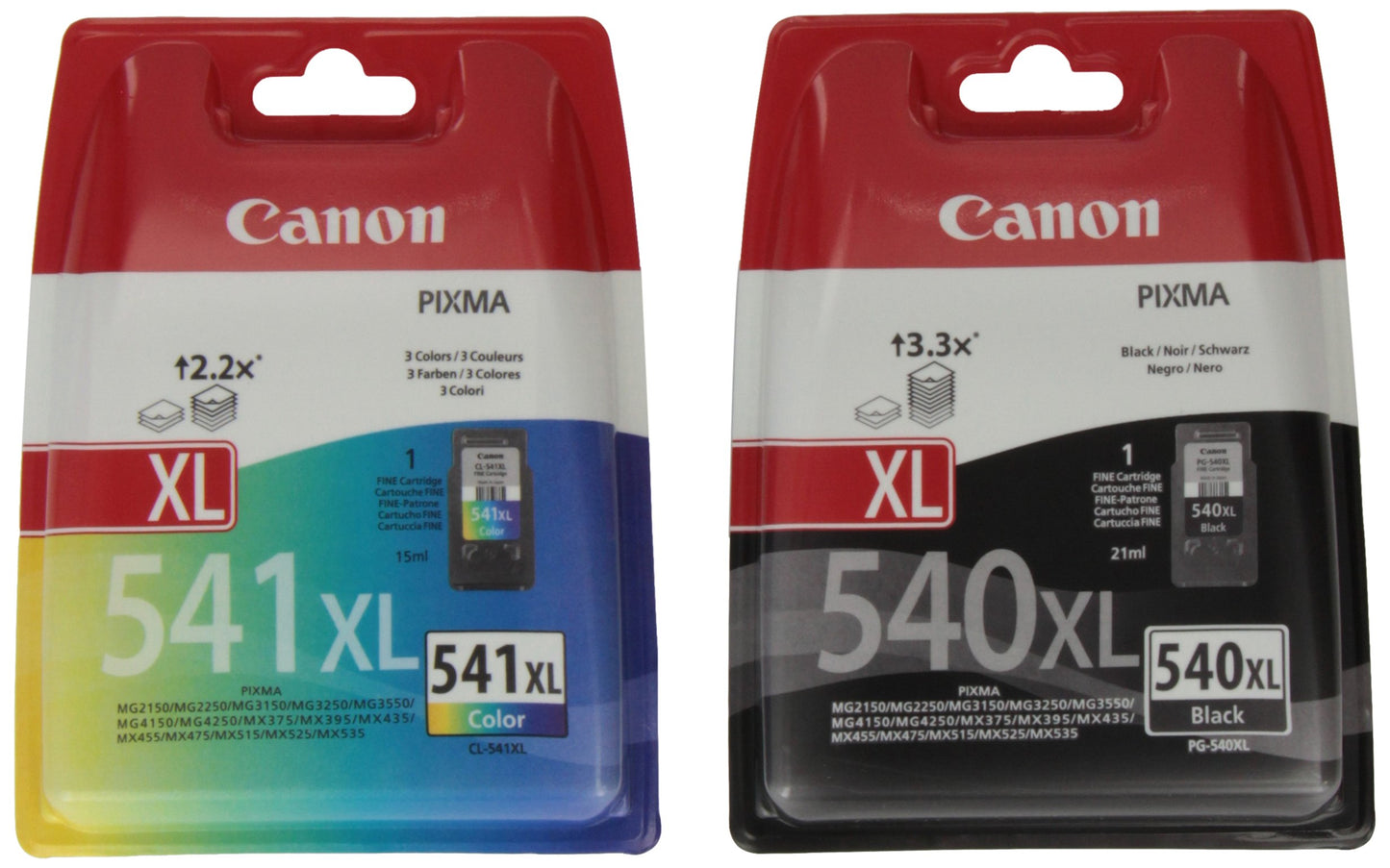 MultiPack : 1 cartouche + 1 cartouche Couleurs de Marque Canon (PG540) (CL541) (5225B006) Noir + CouleursS