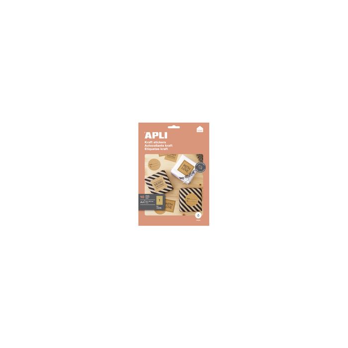 APLI Etiquette en papier kraft, 210 x 297 mm, kraft brun