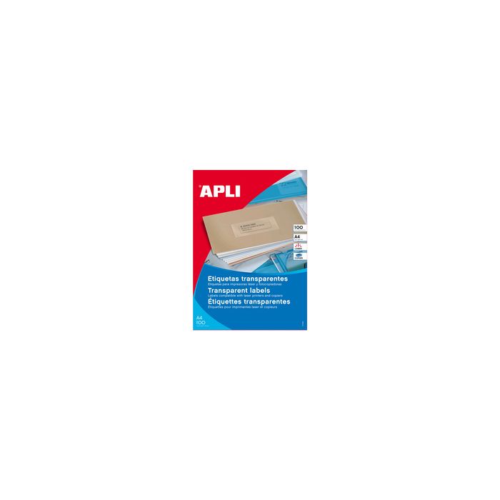 APLI Etiquettes adresse transparentes, 210 x 297 mm