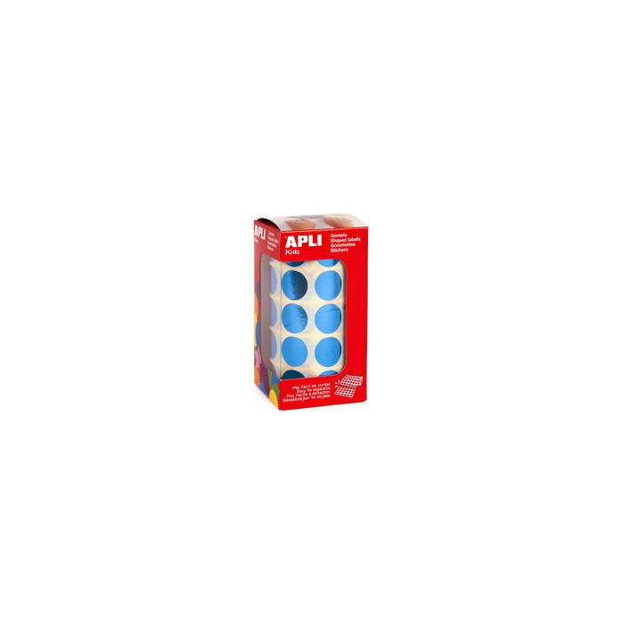APLI kids Gommettes "Rond" en rouleau, bleu métallisé