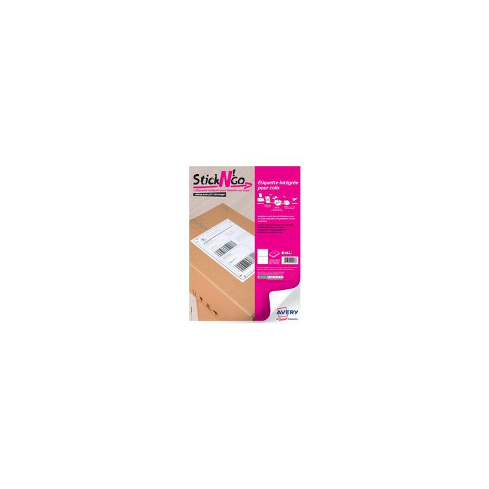 AVERY Etiquette intégrée Stick'NGo, 120 x 164 mm, blanc