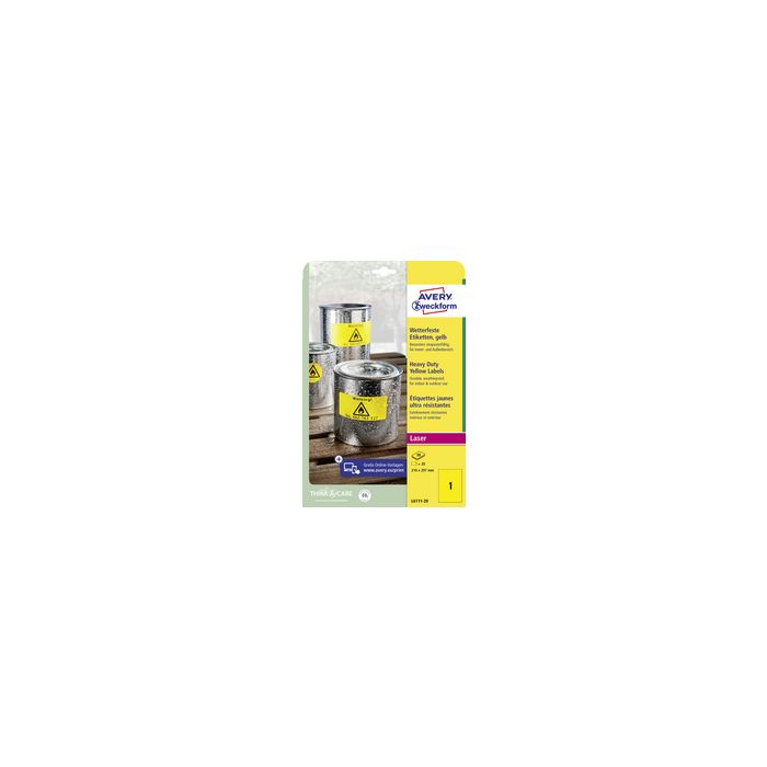 AVERY Zweckform Etiquette film, 210 x 297 mm, jaune