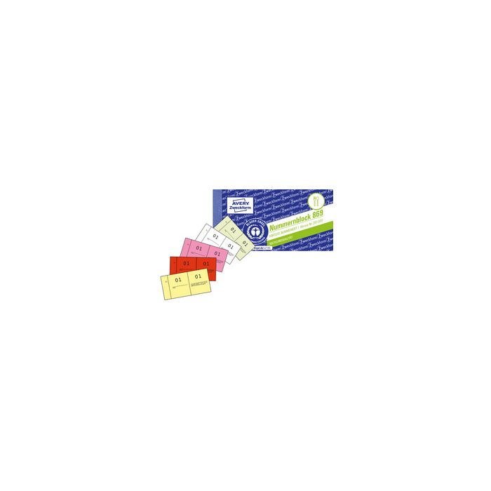 AVERY Zweckform Nummernblock 1 - 1000, 105 x 53 mm, 5-farbig x50