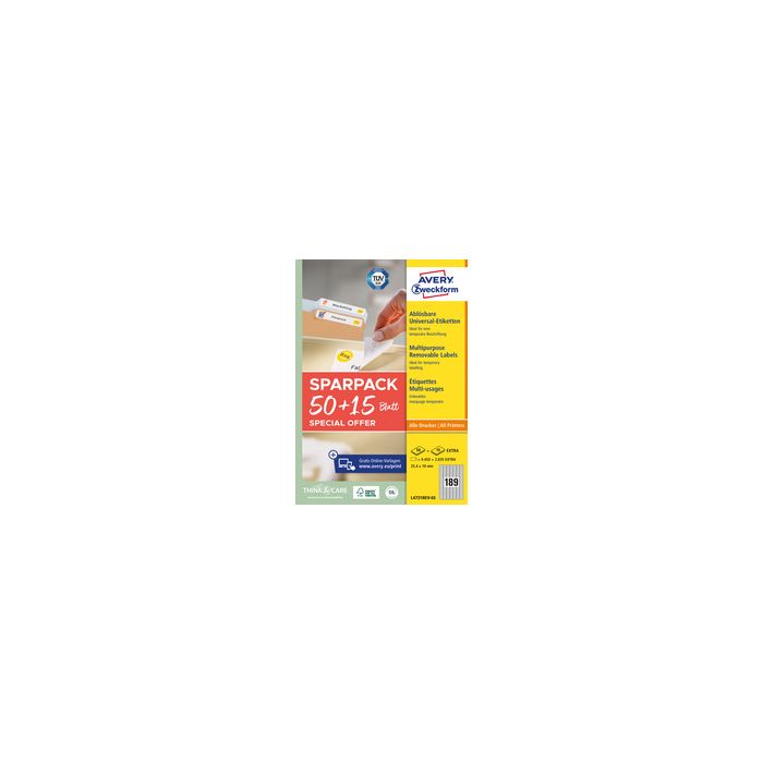 AVERY Zweckform Étiquette universelle, 96 x 50,8 mm, 50+15