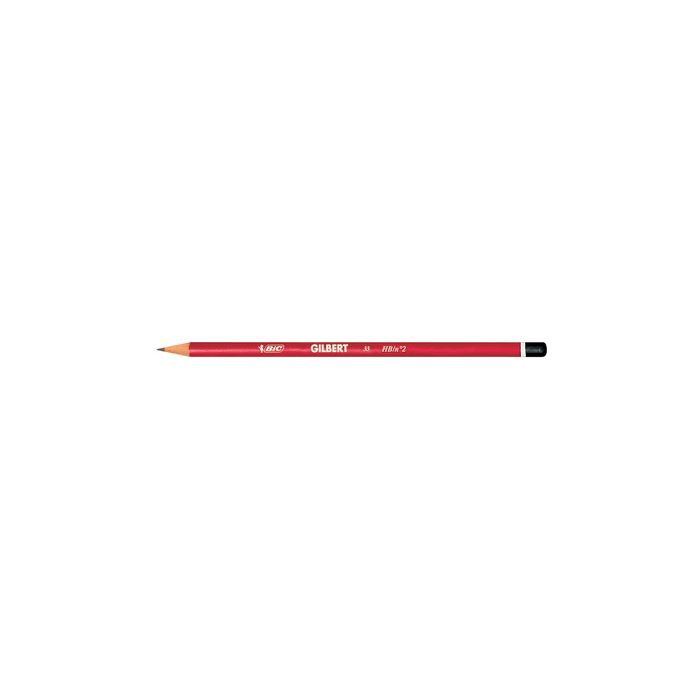 BIC Crayon Gilbert 33, dureté: HB, rond, laqué en rouge x12