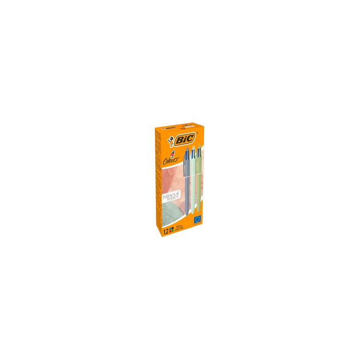 BIC Stylo à bille 4 Colours Mineral Tones, boîte de 12
