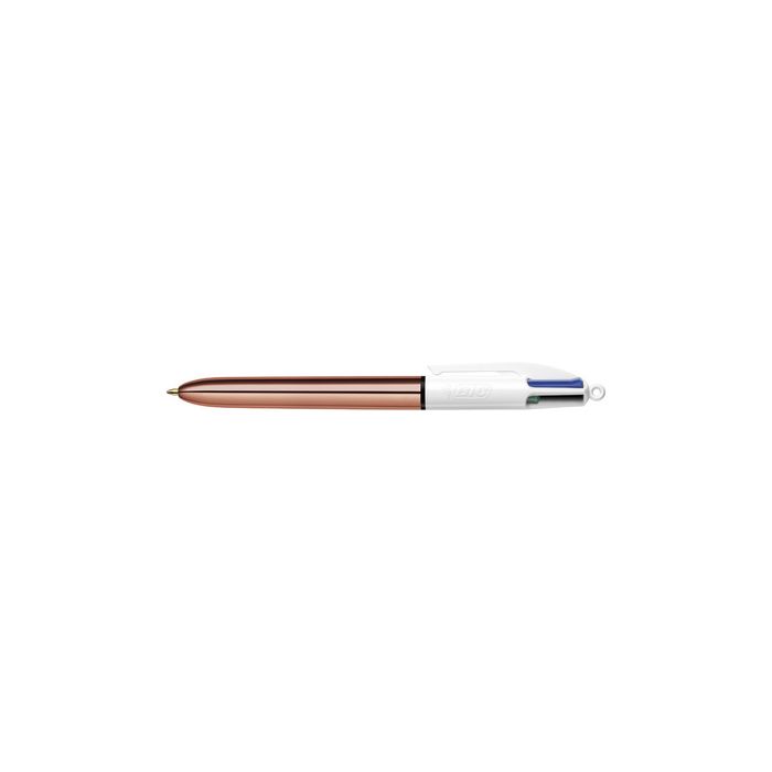 BIC Stylo à bille 4 Colours Shine, 0,32 mm, or rose
