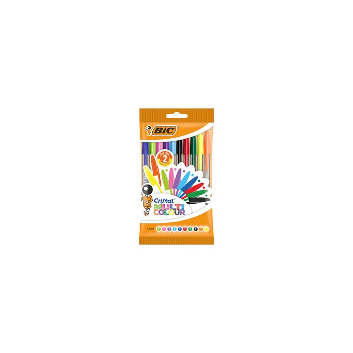 BIC Stylo à bille Cristal Large Multicolor, sachet de 10