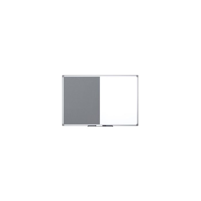 Bi-Office Tableau mixte, tableau blanc / feutre, gris