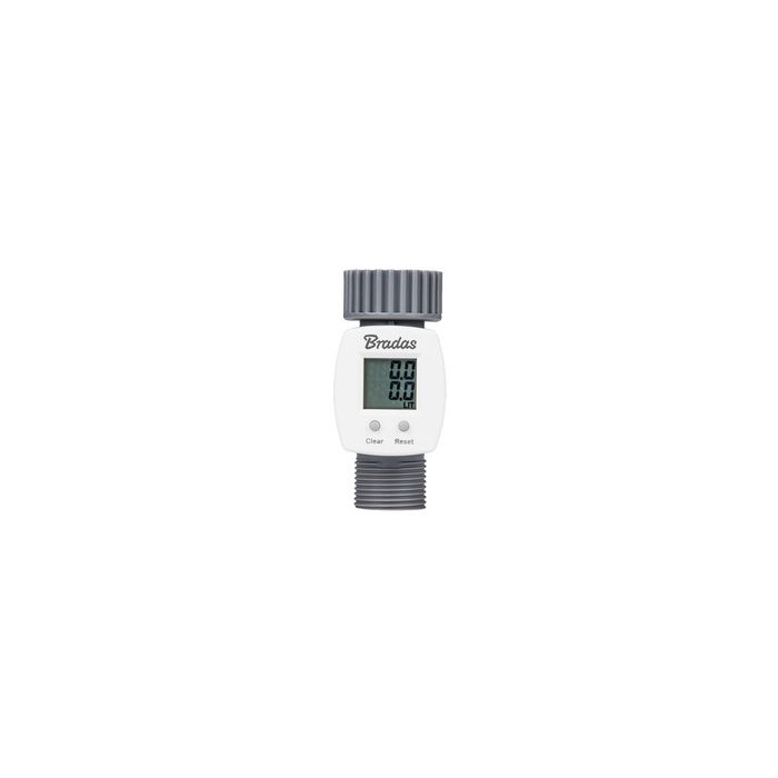Bradas Débitmètre d'eau numérique WHITE LINE, 3/4", gris/