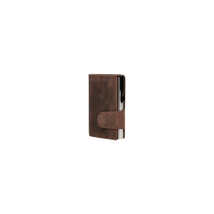 CLICKSAFE Porte-monnaie avec porte-cartes, cuir Hunter, brun