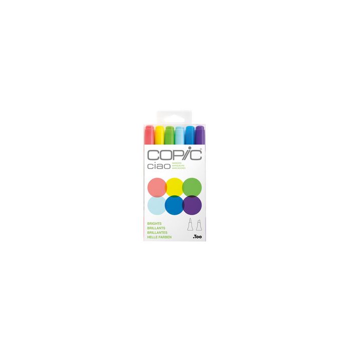 COPIC Marqueur ciao, kit de 6 "Brights"