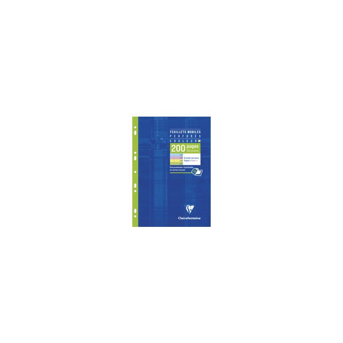 Clairefontaine Feuillets mobiles perforés couleur, A4, séyès
